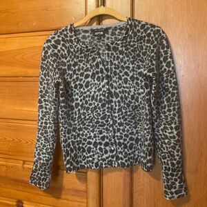 Cashmere Leopard Print Cardigan Sweater